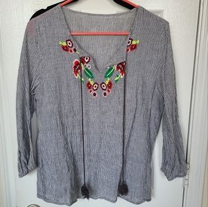 Flower Embroidered Top